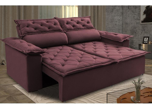 Cama inBox Compact 1,50 Sofá Vinho Liso