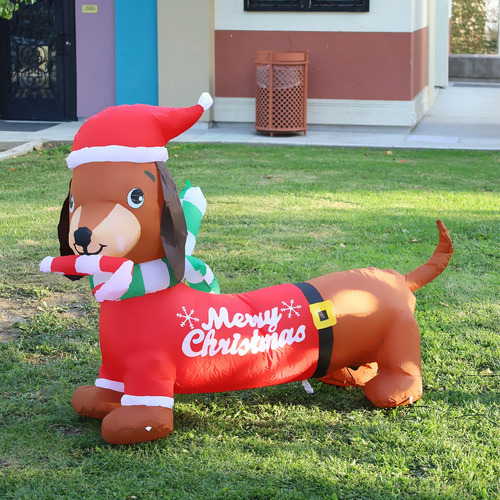 Goosh - Perro Salchicha Inflable De Navidad De 5 Pies De Lon