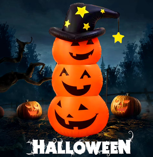 Calabazas Inflables Halloween Apiladas Decoración Muertos