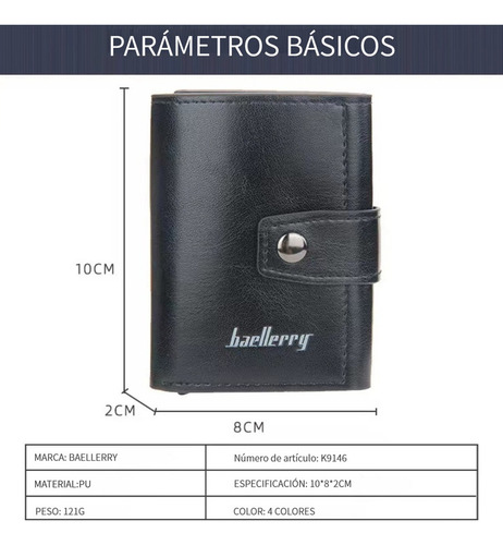 Cartera Tarjetero De Cuero Para Hombre Con Protección Rfid