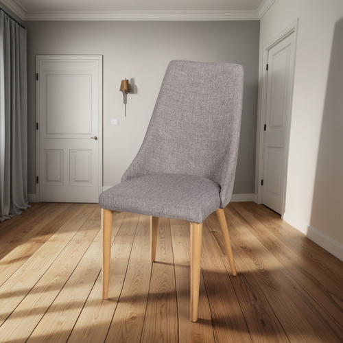 Silla Comedor Gris Elegante Moderna Respaldo Cómodo Estructura de la silla Madera Diseño de la tela Liso