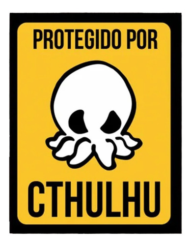 Placa Decorativa Quadro Geek Ner Protegido Por Cthulhu