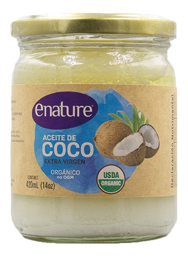 Imagen 1 de 2 de Aceite De Coco Orgánico Virgen Enature 420 Ml