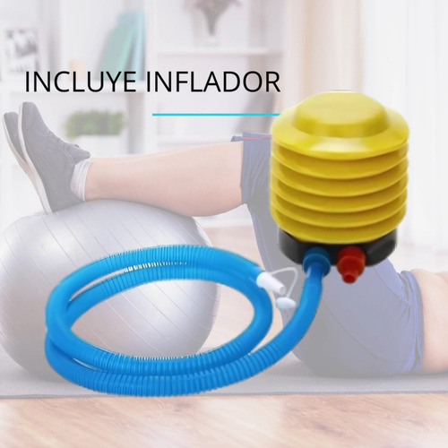 Pelota Yoga Esferodinamia 65 Pilates Fitness Con Inflador Celeste