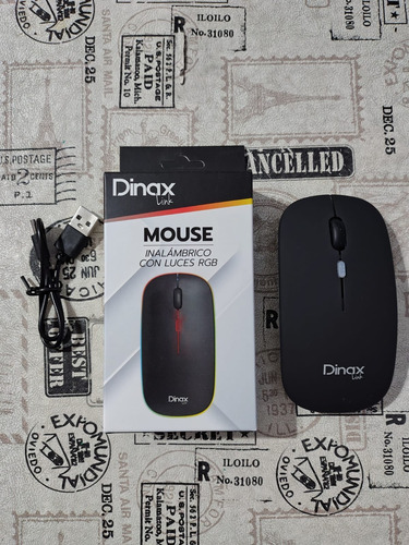 Mouse Dinax Inalámbrico Con Luces Rgb (recargable) Negro