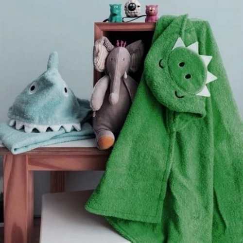 Imagem 3 de 5 de Toalha De Banho Para Bebê Com Capuz Orelhas De Bichinhos