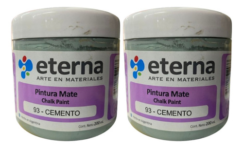 Pack 2 Unidades Pintura A La Tiza Chalk Eterna 200 Ml Color Cemento