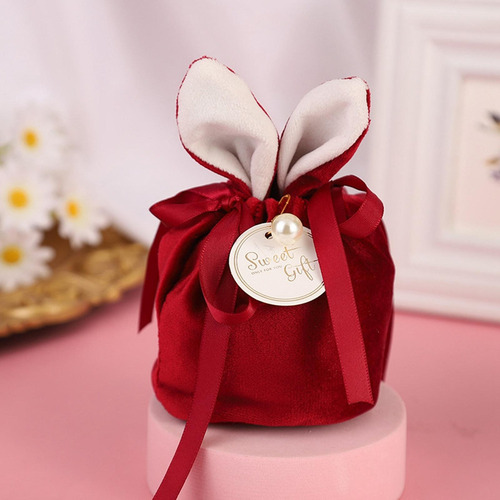 10 Bolsas Regalo Pascua Con Lazo, Orejas Conejo,