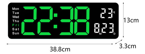 Reloj De Pared Digital Con Control Remoto Y Funciones Verde