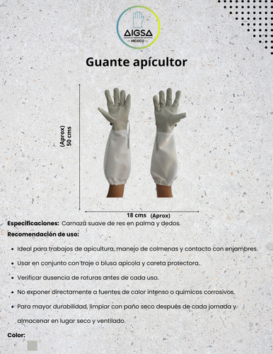 Guantes Protección Apicultor Seguridad Unitalla Blanco