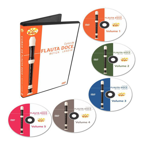 Coleção Curso De Flauta Doce Em 5 Dvds - Edon