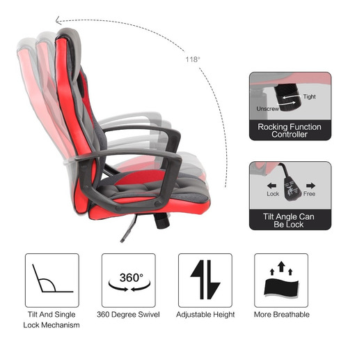 Imagen 7 de 8 de Silla De Oficina Gamer Gerencial Giratoria