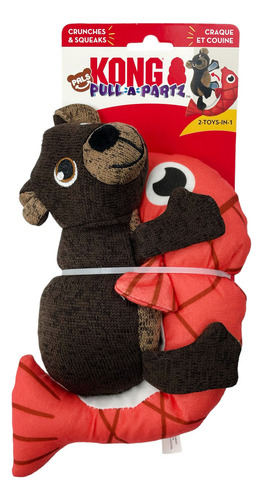 Peluche interactivo para perro, oso Kong y salmón, color marrón