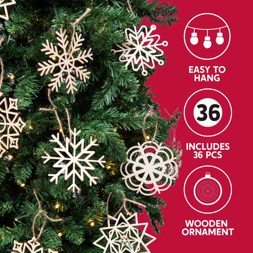 Joiedomi 36 Pcs Snowflake Madera Adornos Navideños Adornos C