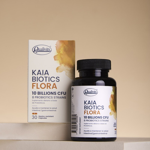 Probiótico Kaia Biotics flora 8 cepas x 30 caps digestivo qualivits sabor natural