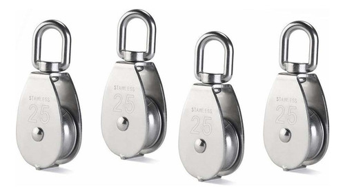 4 Piezas M25 Bloque Rodillos Polea Simple Acero Inoxidable