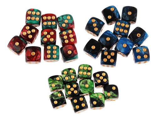 Paquete De 30 Dados De Juego De 6 Caras De 16 Mm Para Juegos