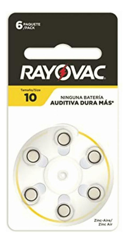 Rayovac, Pila Auditiva A10, 6 Pilas, Negro/naranja