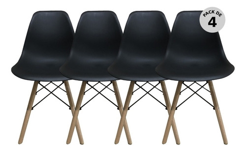 Silla Eames X4 Unidades - Blancas O Negras - Begônia Color de la estructura de la silla Negro