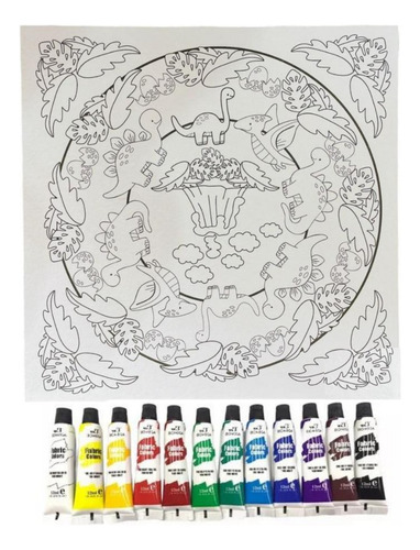 Kit Arte Mandala Diseños Infantil Para Colorear 12 Colores