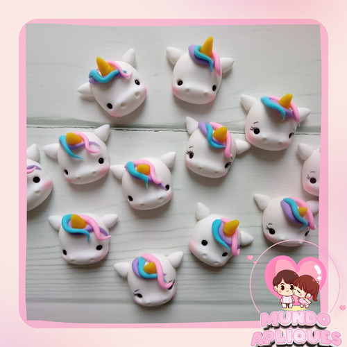 Caritas Unicornio Aplique Plano Porcelana Fria