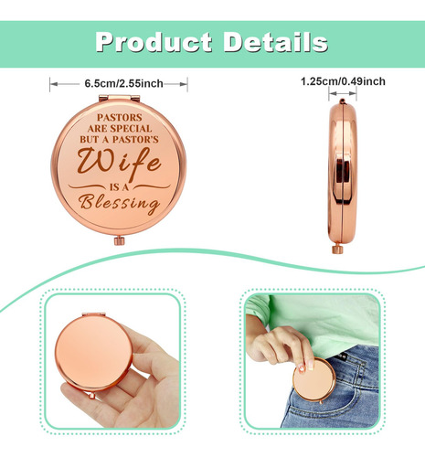 Espejo De Maquillaje Compacto Para Mujer Pastor, Esposa, Pas
