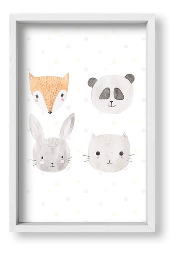 Cuadros Infantiles 20x30 Box Blanco Cute Animals