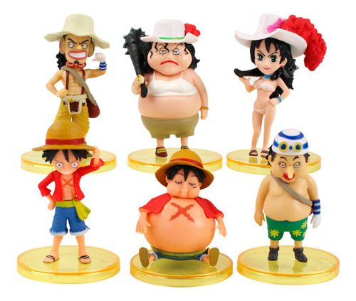 Figuras One Piece Set X6 Chibi Luffy Usopp Alvida Pvc