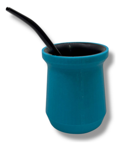 Mate 3d + Bombilla Faceteado Liso Colores Color Aqua