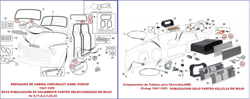 Empaques -partes De Guantera Chevrolet Gmc Pickup 1947-1955 
