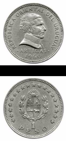 Lote De 22 Monedas Uruguay De 1 Peso Año 1960