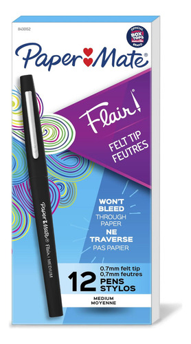 Rotuladores De Punta Porosa Paper Mate Flair, 12 Unidades, C