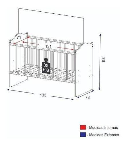 Imagen 3 de 3 de Cuna Para Colchón De 70 X 130 Cm - Blanco Premium 2718.156