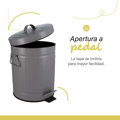 Tacho De Residuos Basura Papelera Redondo Con Tapa Y Pedal
