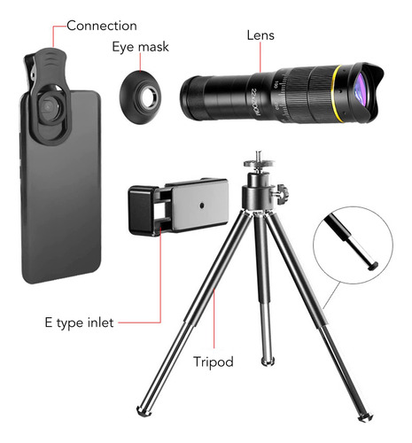 Kit De Lente De La Cámara Del Teléfono Celular Con Trípode,