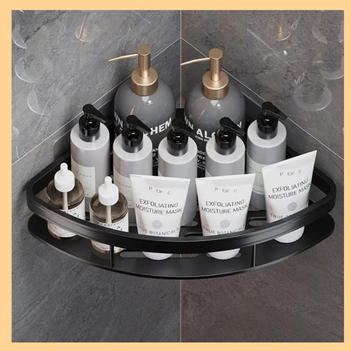 Porta Shampoo Cantoneira Alumínio Prateleira Banheiro Cor Triangular Preto