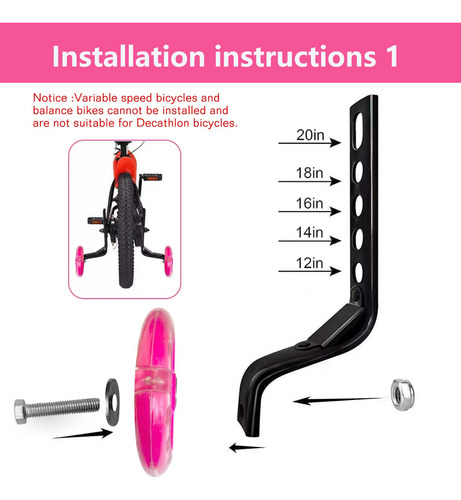 Ruedas De Entrenamiento Ddjkcz Para Bicicleta Niños 12-20 Pu Color De Las Ruedas