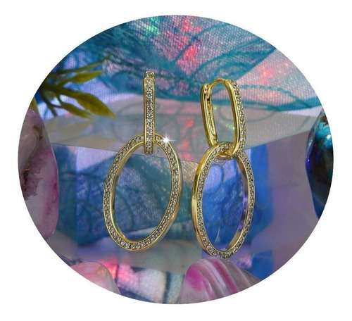 Aretes Ovalos Oro Amarillo 18k Accesorio Versátil Elegantes 