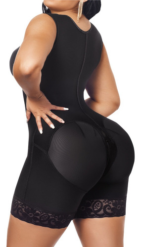 Faja Moldeadora Media Pierna Con Bra Sin Mangas Lux-293 Negro S-m