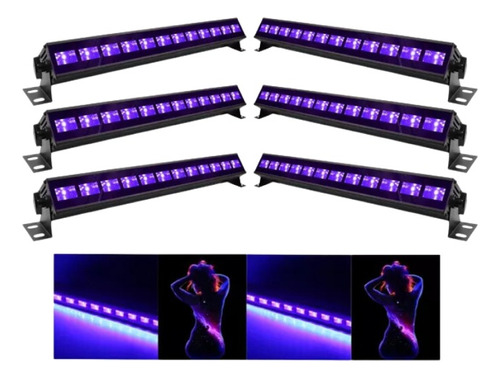 6 Ribaltas 12 Led Luz Negra Ultravioleta Uv 65cm Balada Neon