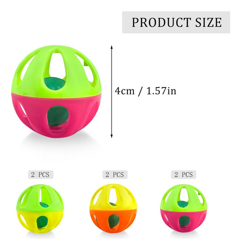Bola De Plastico Para Gato Con Campana Resistente 6 Piezas