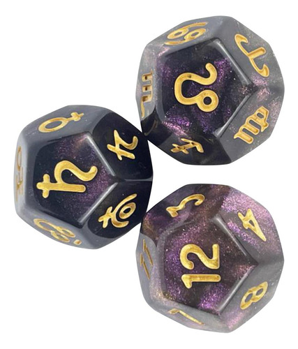 3 Piezas D12 Dados De Astrología Dados Estilo B