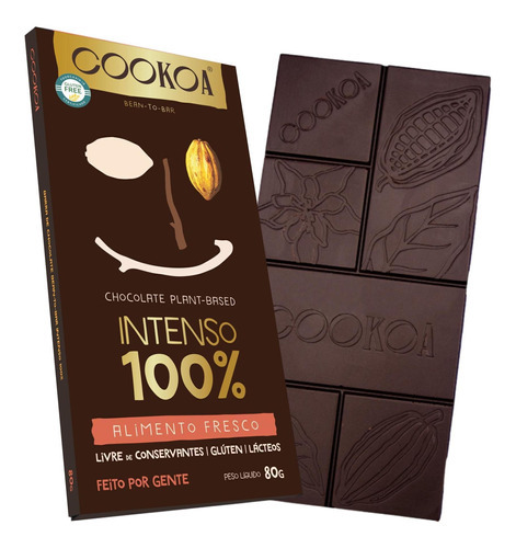 Kit 6x: Chocolate Intenso 100% Cacau Vegano Cookoa 80g