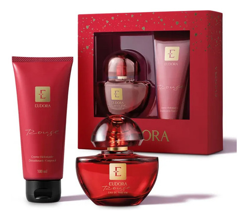 Kit Presente Eudora Perfume Rouge Eau De Parfum Mini 35ml + Loção 100ml. Edição Natal
