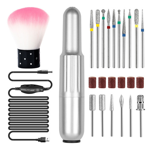 Mini Taladro De Uñas, Juego De Fresas De Manicura Eléctrica
