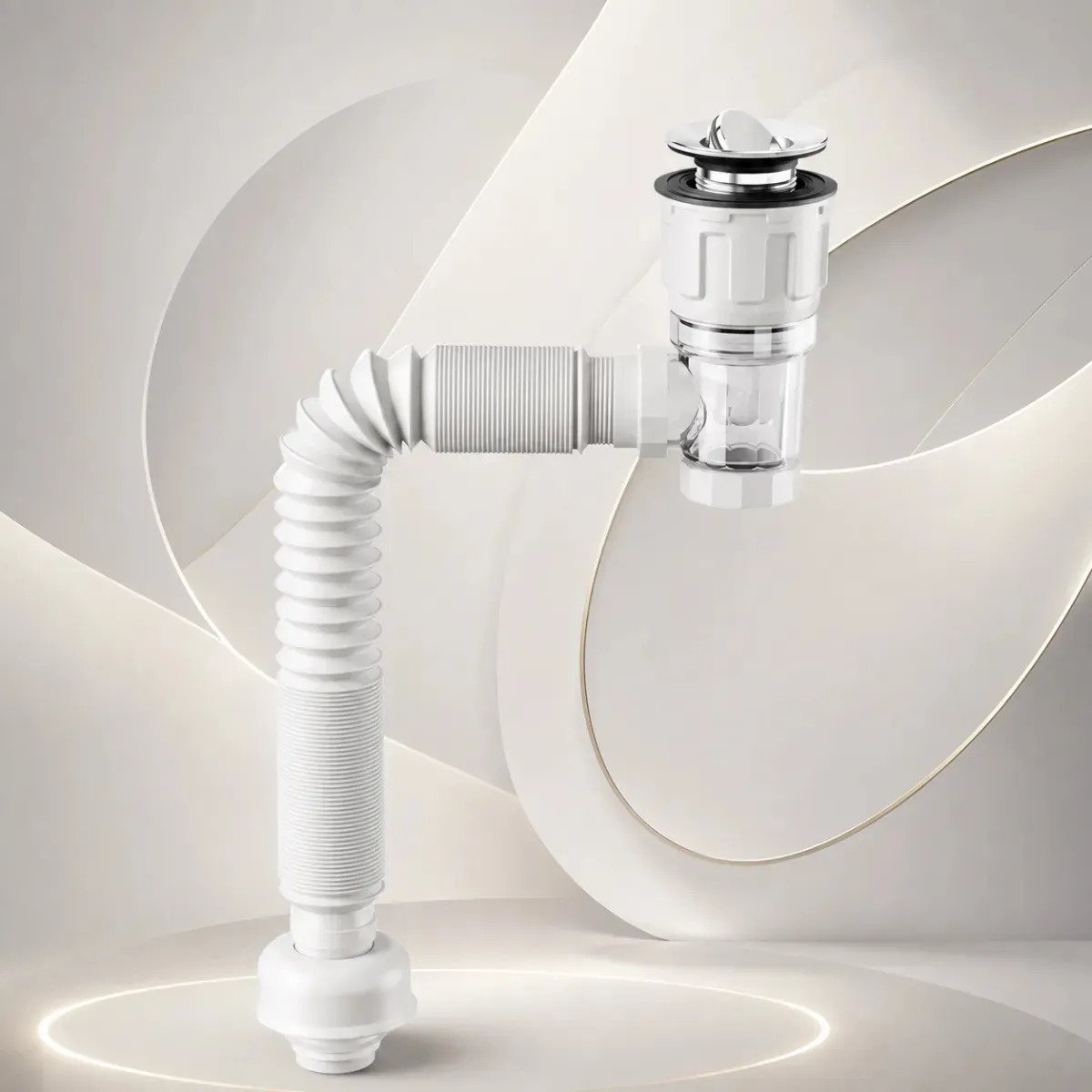 Sifao Sanfonado Pvc Para Pia De Banheiro Kit Drenagem Branco
