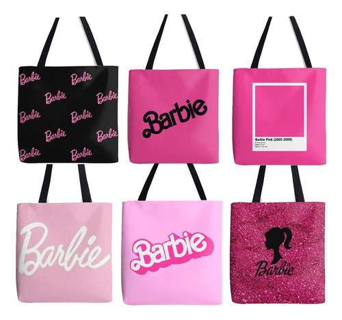 Bolsa Moda Barbie Tote Bag De Compras Tela Modelos Color Logo Vintege Correa de hombro Negro