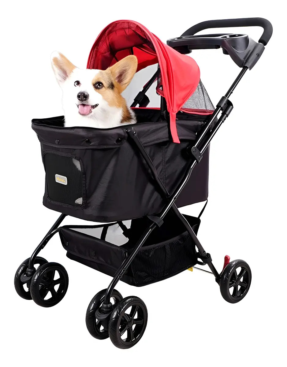 Carrito Ibiyaya Para Perros Medianos y Pequeños 20kg Rojo y Negro