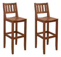 Comprar Comprelar Premium Luxo Moderna Kit 2 Banquetas De Madeira Para Balcão Cozinha Varanda Bar Alta 112 cm Bar Luxo Pés Em Madeira Maciça Área Gourmet Sacada Hall Marrom-escuro