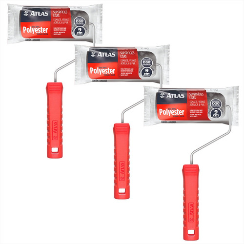3 Rolos Espuma Poliéster 9cm Resistentes A Solventes Atlas